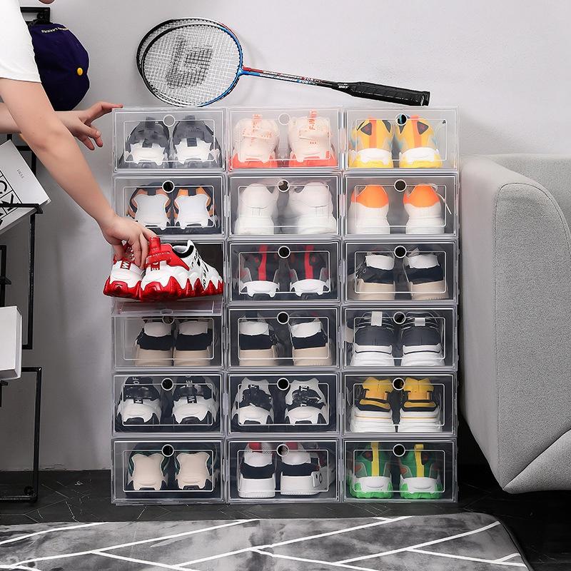 

6Pcs Plastic Folding Storage Box Organizer Transparent Shoe Box Clear for Home Closet Shelf,for Man Type A