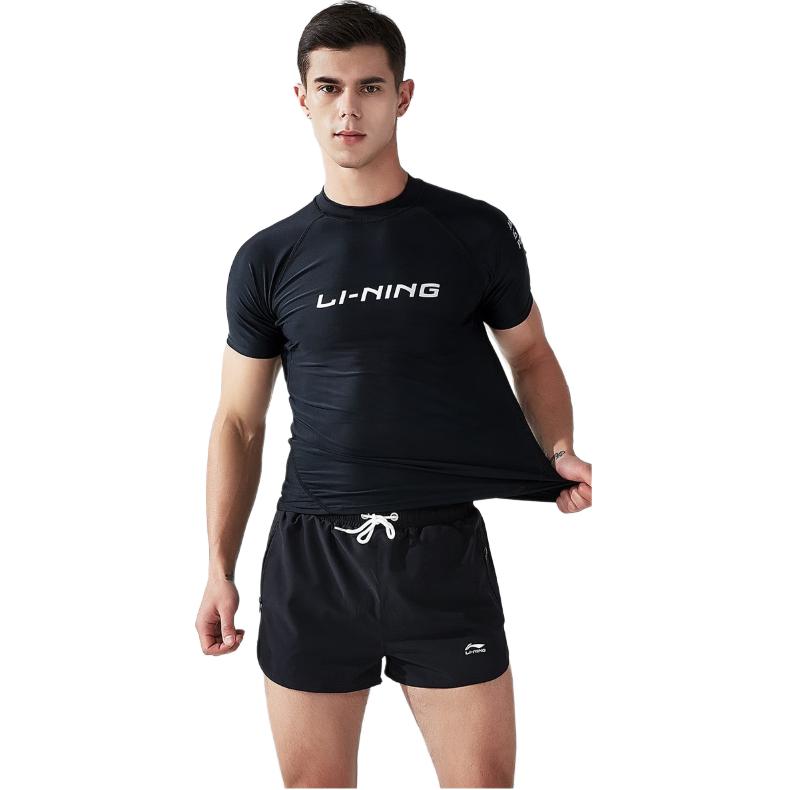 Li Ning Men's Swimwear Men's Black Casual Surf Swimsuit LSLR225-1