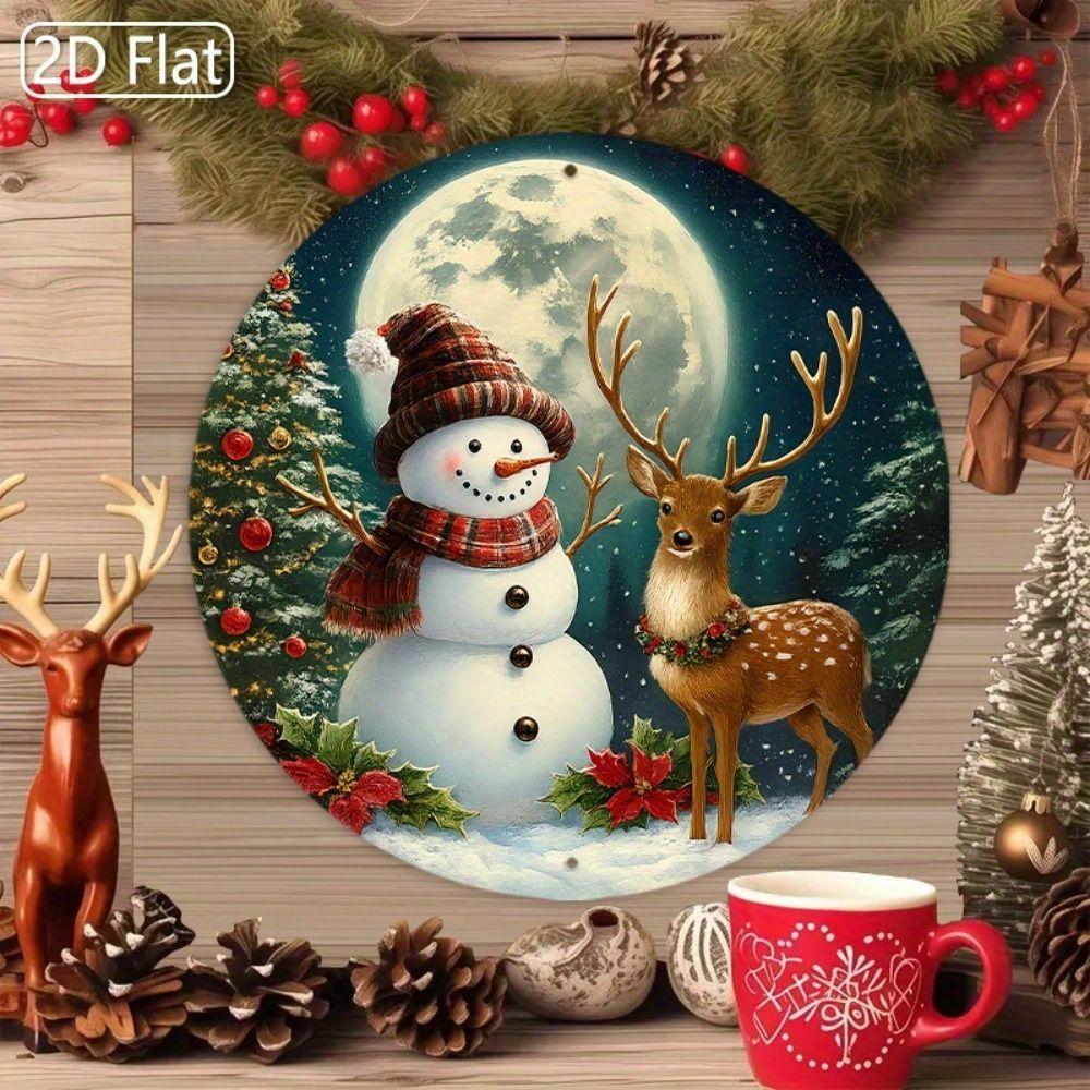 Vintage Metal Sign Blue Deer Merry Christmas Retro Tin Plate Wall Decor Home Holiday Gift 20 Cm
