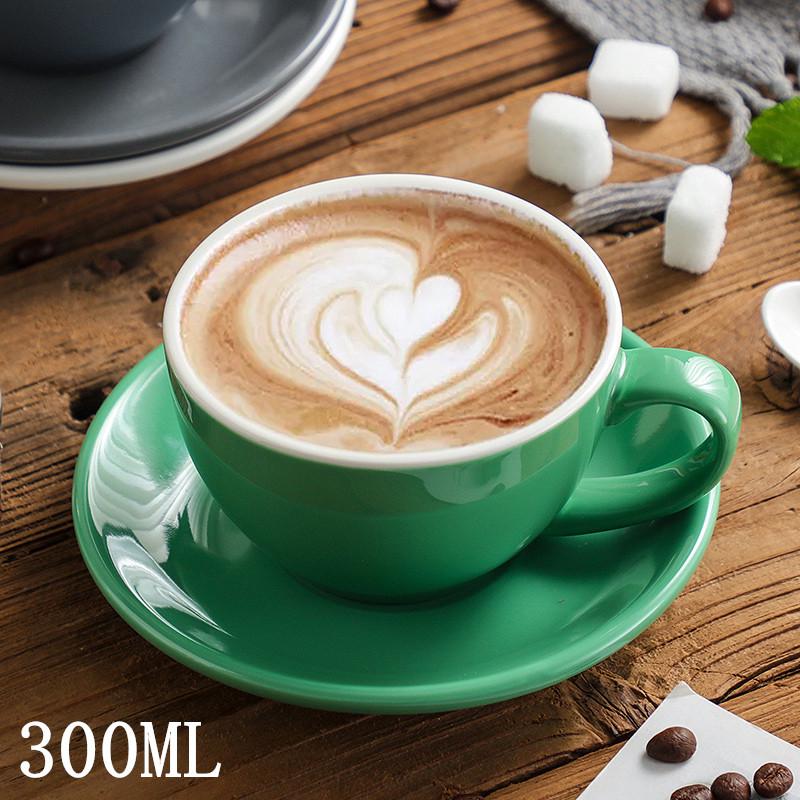 300ml Großes Keramik Cappuccino & Latte Kaffeetassenset - Eierblumen-Design
