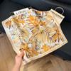 Simulated silk women's small square scarf, Korean cashew nut leopard print small silk scarf, headscarf, four-season scarf, professional scarf.
