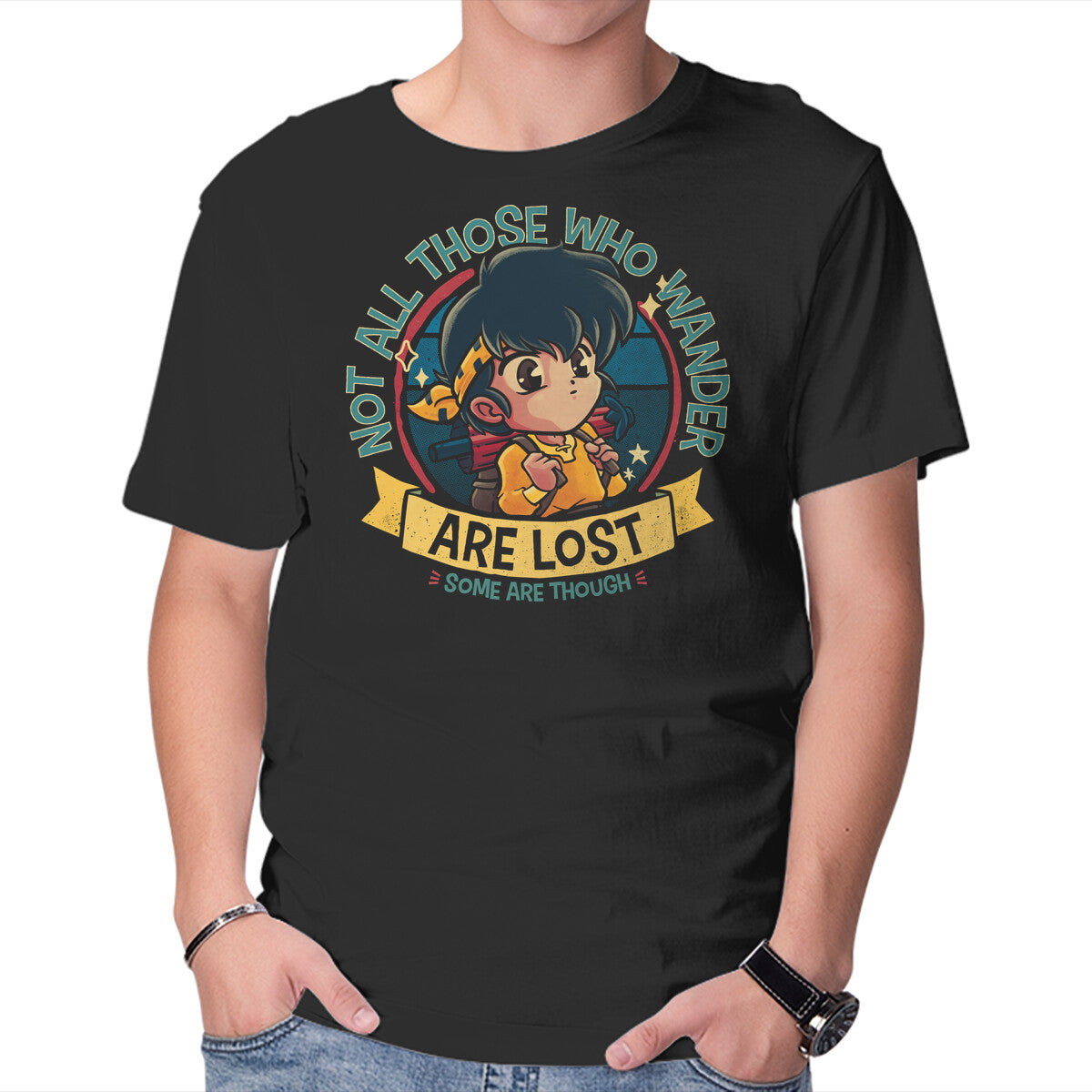 Unisex Crew Neck T-Shirt Not All Who Wander Graphic Short Sleeve Casual Tee XXL