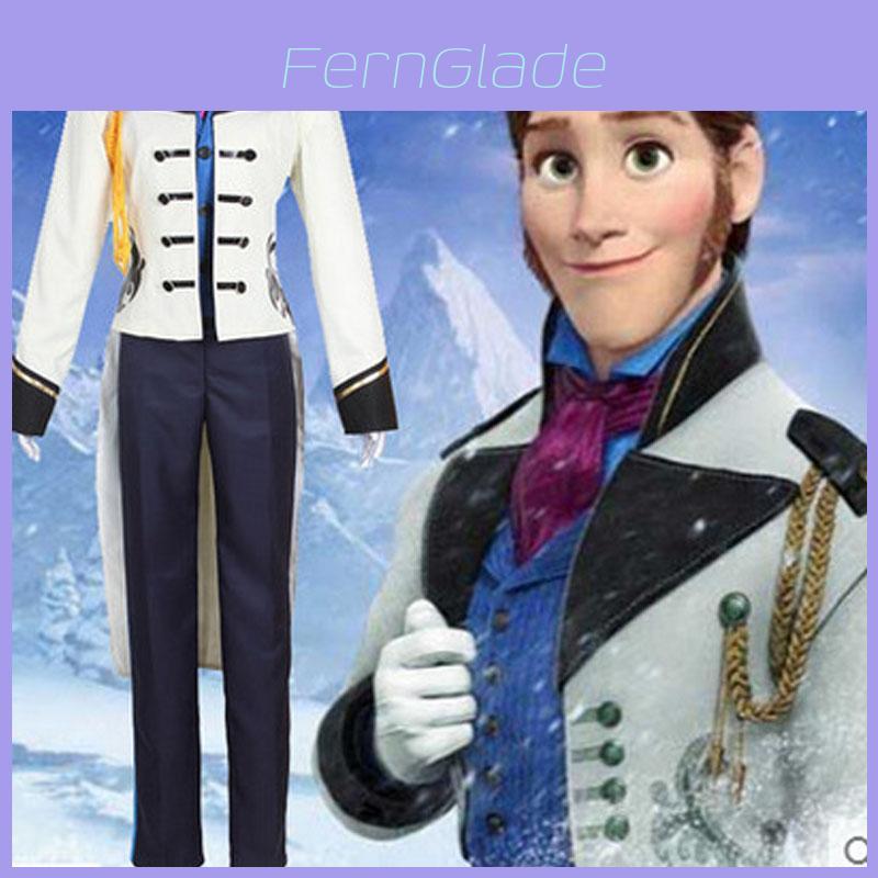 Exquisito Disfraz de Cosplay de Príncipe Hans de Halloween Con Elegante Uniforme Blanco Encantadores Trajes Fiesta