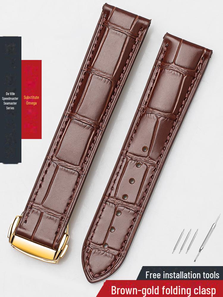 Omega Seamaster Genuine Leather & Bamboo Butterfly Strap - Men's & Women's Cowhide 20mm.