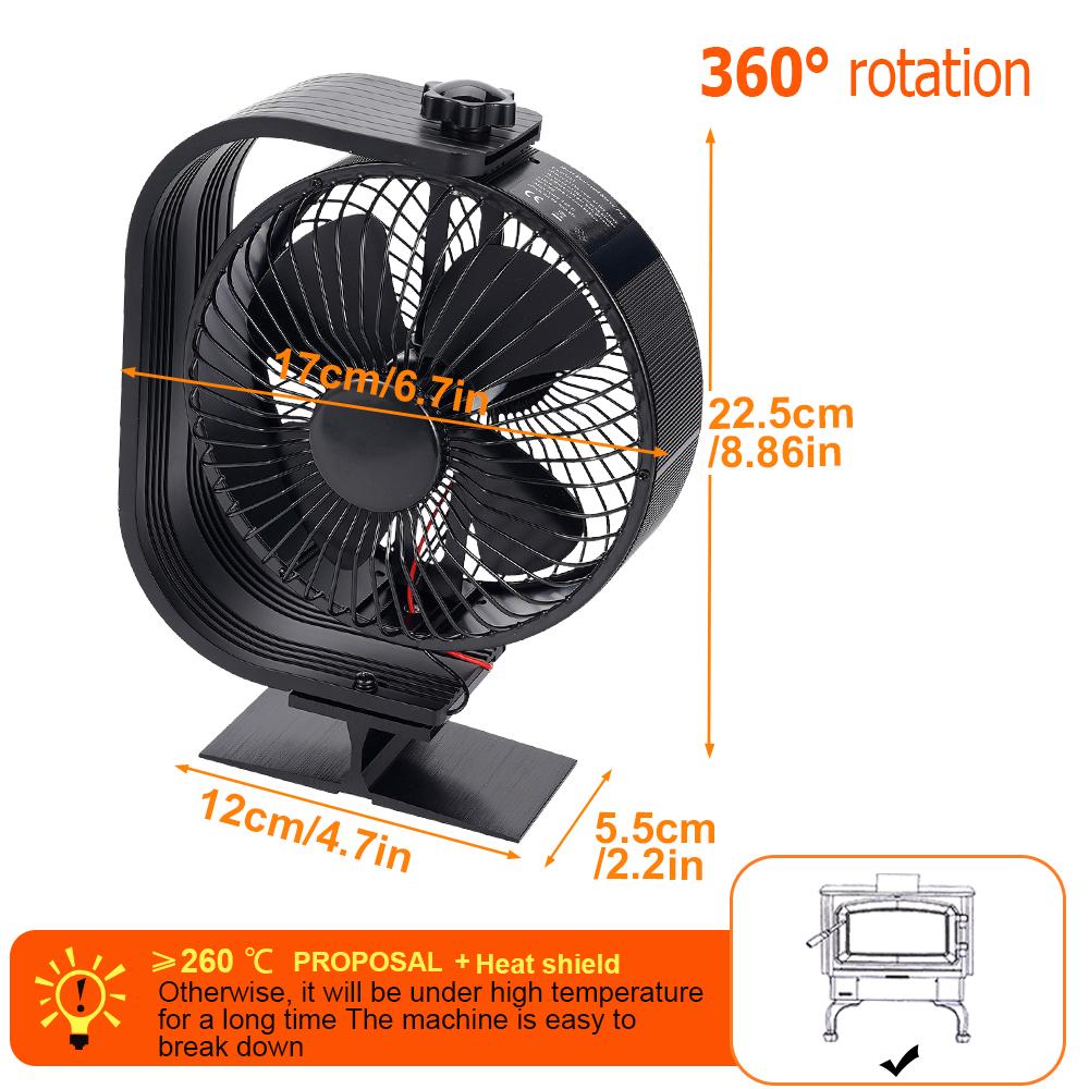 

4 лопастных термоэлектрических вентилятора для печи, стоячий термоэлектрический вентилятор для камина, вентилятор для камина с дровяной печью с крышкой, вентилятор для обогрева, тихий чёрный