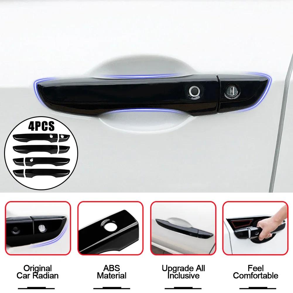 For Honda Civic 10th Gen 2016-2026 Car Carbon Fiber Style Black Exterior Door Handle Moulding Cover Trim Keyless Entry Decor