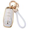 Gold-Rimmed Car Key Set with Diamond Ring Pendant Key Chain
