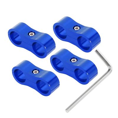 X AUTOHAUX Hose Separator Clamp Hose Clamp Fitting Adapter with Wrench for Car 4pcs Blue AN6