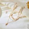 Layered Cowrie Shell Necklace for Women Boho White Beaded Choker Golden-Tone Conch Pendant Summer Beach Vacation Jewelry