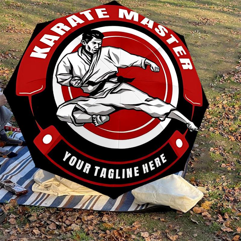 1PC Karate Master Umbrella-8-Rib Reinforced, Automatic Open, Lightweight & Durable, Cute Fashion Accessory for Outdoor, Beach, or Casual Use, Beach Um