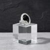 Silver Color Geometric Open Ring for Women Black Glass Acrylic Rings Minimalist Party Jewelry Lady Gift Adjustable