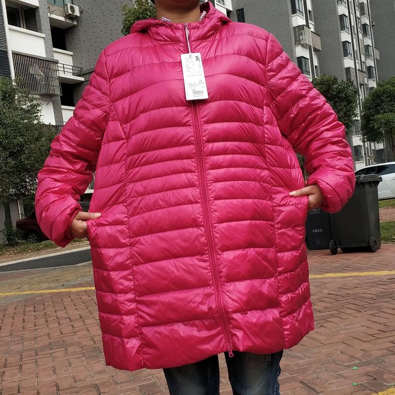 Plus Size Women's Lightweight Hooded Slim-Fit Down Jacket - Mid-Length, Clearance, Fits Up To 200 Lbs