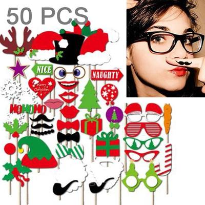 50PCS/Set DIY Funny Christmas Birthday Party Mustache Lip On A Stick Card Mask Photo Booth Props