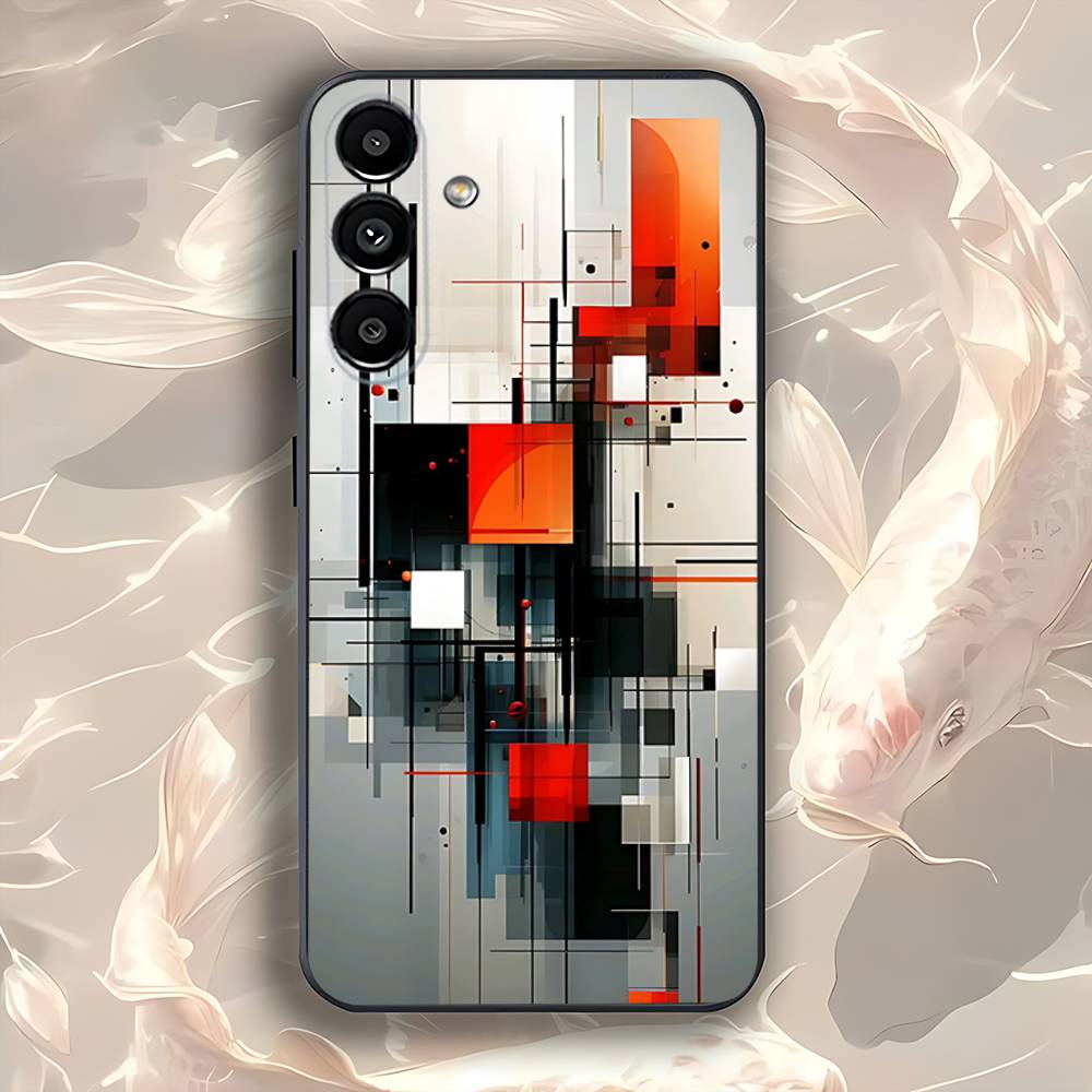 Abstract Piet Mondrian Phone Case For Samsung Galaxy A73,31,32,72,41,53,52,71,22,5G,Note,J7,8,9 Soft Black Cover