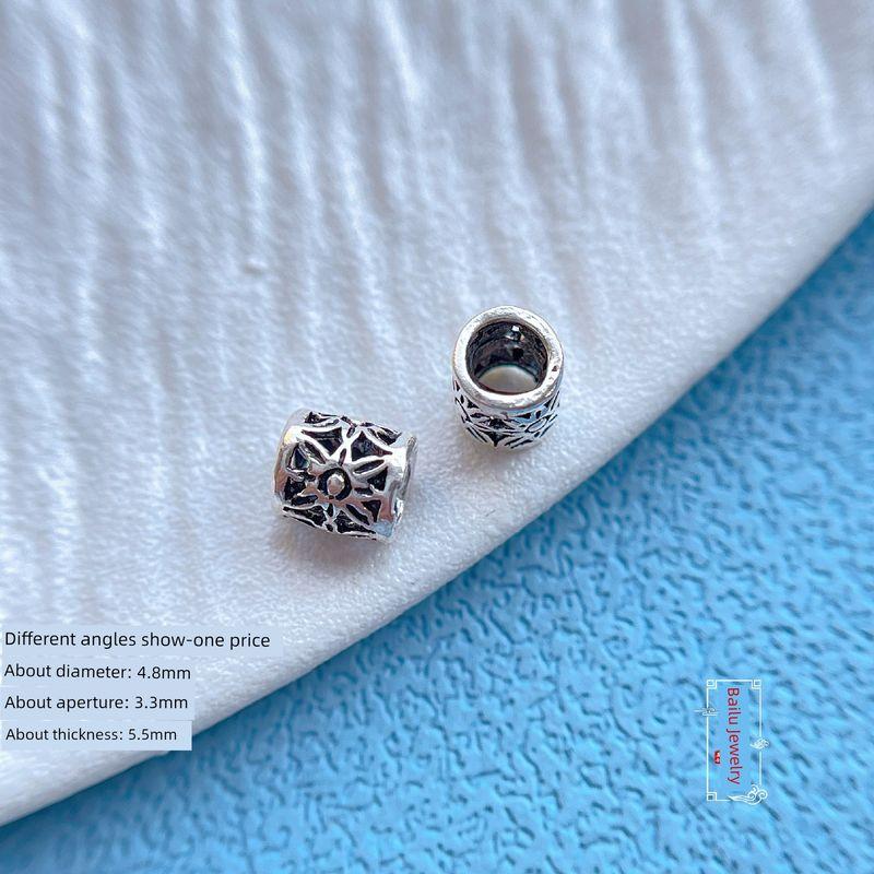 

Sterling Silver Accessories S925 Thai Silver Heart-Shaped Small Flower Beads Straight Barrel Beads Tube Bead DIY Crystal Bracelet Jewelry Accessories Section P337