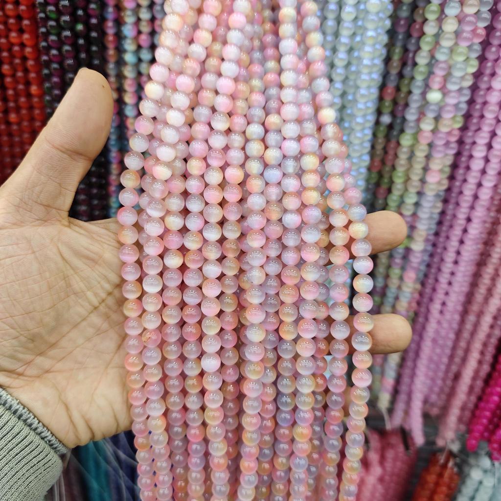 8mm Cat's Eye Stone Beads: Single, Double, Triple-Color, DIY Jewelry Round Beads