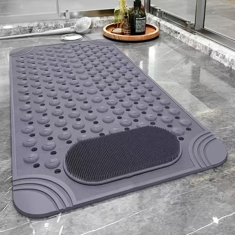 

Non‑Slip Bathroom Shower Mat with Massage Nubs Quick‑Drain Easy‑Clean Bathtub Mat for Toilet Washroom сірий