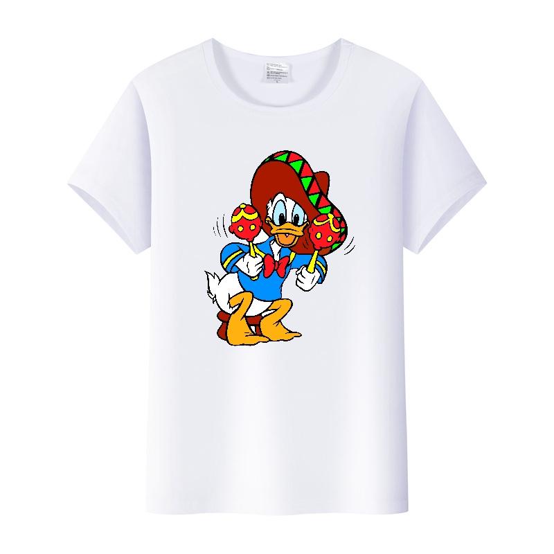 Kawaii Donald Duck Plus Size Tee Ladies Graphic Clothes Summer Women Short Sleeve T-shirt Disney Cartoon Men Tshirt Female Tops