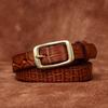 Fine Women's Belt Italian Retro Fashion All-Matching Decorative Genuine Cattlehide Leather Surface Pressure Crocodile Pattern Belt for Women