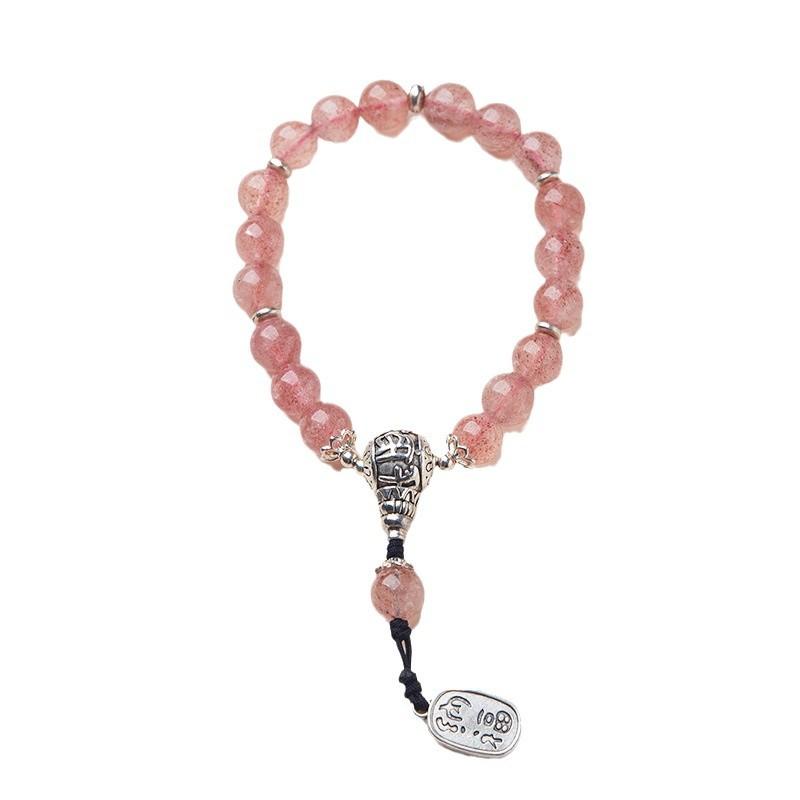 Popular on Xiaohongshu: Natural Strawberry Crystal Bracelet for Women, New Chinese Style, High-end Pink Crystal Bracelet, Perfect for Gifts