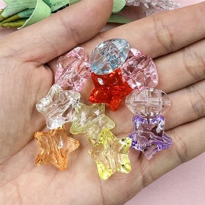 10 cuentas de estrella de cinco puntas de 18,5 mm para hacer pulseras acrílicas, accesorios de cristal transparente para collar.