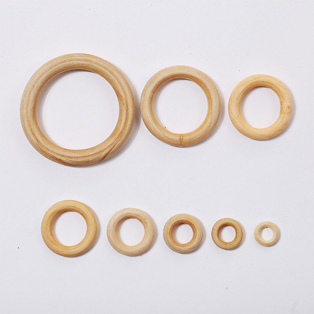 10/15/20/30 Pcs/set Wooden Macrame Rings Natural Unfinished Solid Wood Rings