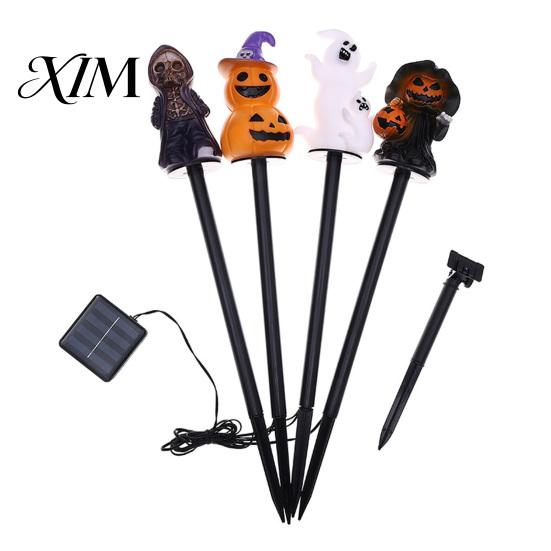 LED Pathway Lighting 4Pcs/Set Halloween Solar Ghost Stake Light, 4-in-1 Pumpkin with Powered Yard Stakes Lights, Waterproof Decorative