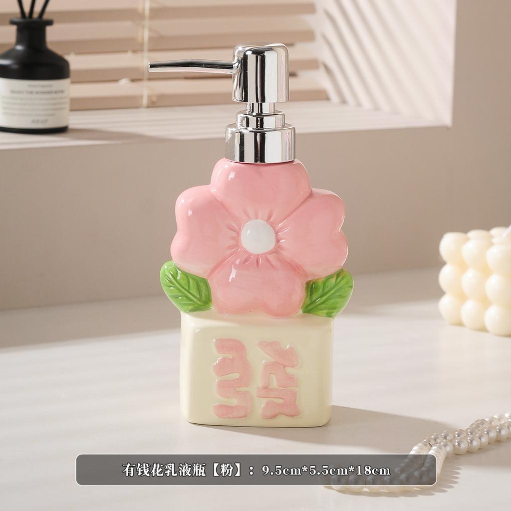 Soap dispenser creative flower lotion press bottle hand sanitizer bottle bathroom shower gel shampoo ceramic bottle bathroom