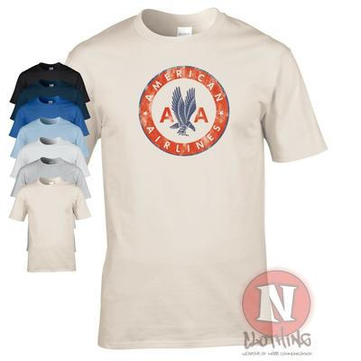 T-shirt con logo retrò classico American Airlines con design per viaggi aerei, compagnia aerea, aeroporto