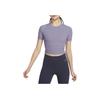 Nike Zenvy Ribbed Short Sleeve Crop Top with Quick-Dry Technology Women Tops Dawn-Deep-Purple FN7468-509