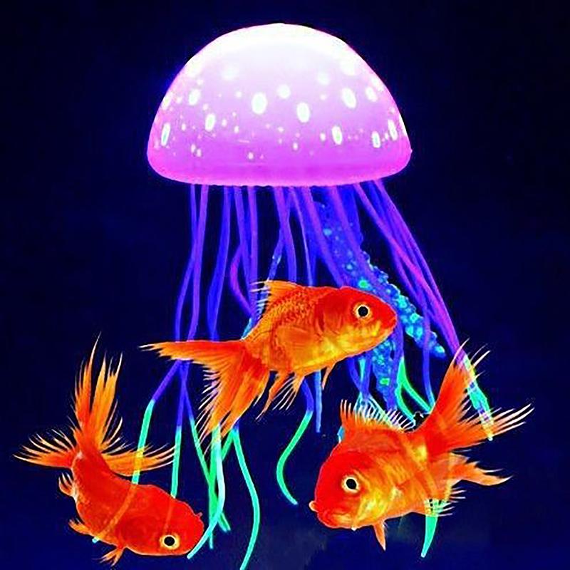1Pc Acessórios DIY Farol Brilhante Água-viva Falsa Ornamentos Artificiais Para Aquário Tanques de Peixes Decoração Paisagismo