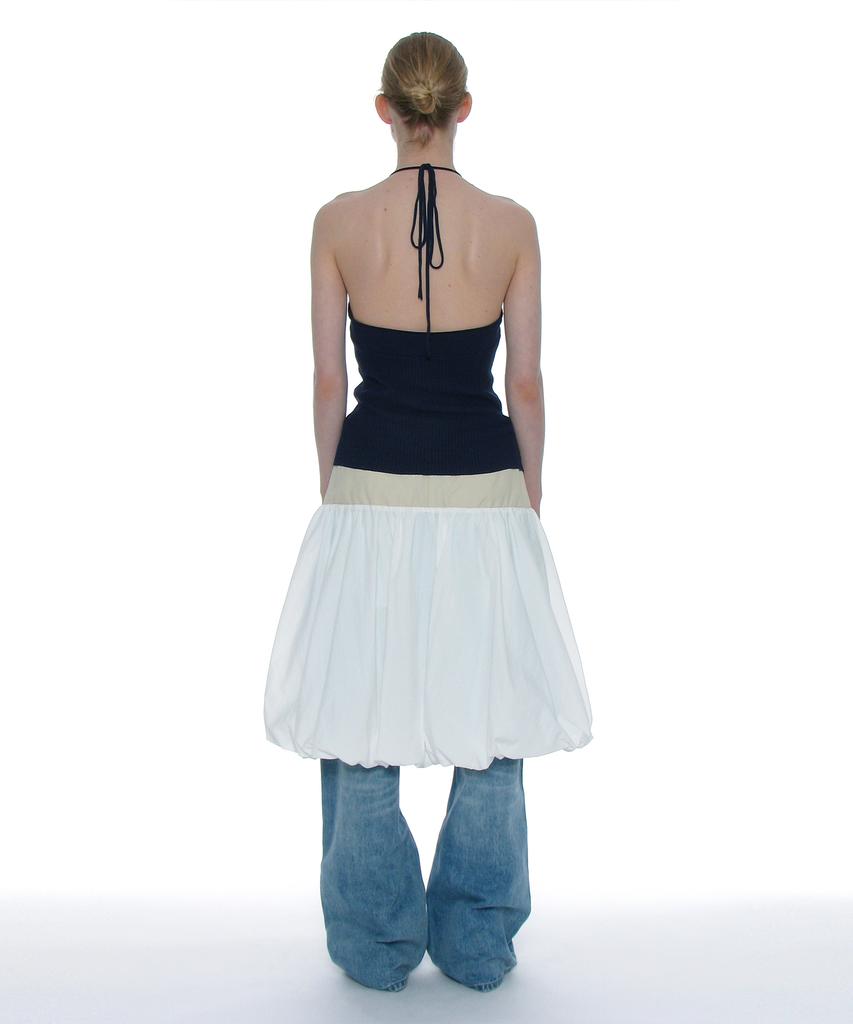 Partimento Woman Button-Pointed Puff Midi Skirt_White