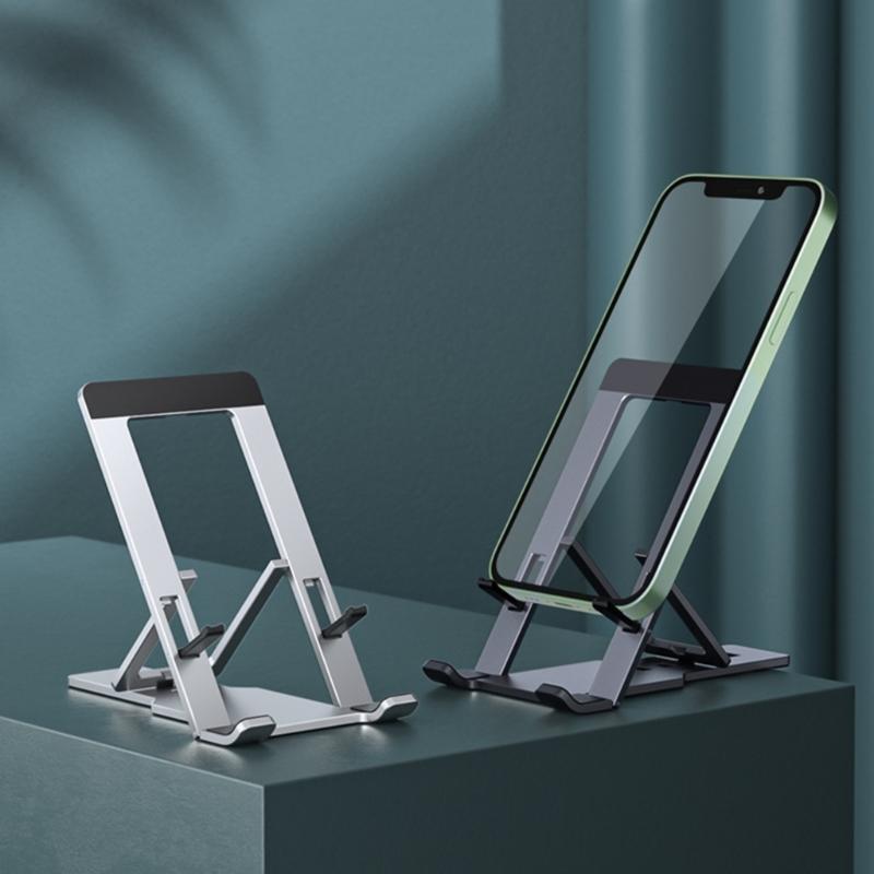 Adjustable Aluminum Folding Stand With Slip proof Silicone Pad For Smartphones Tablets 4-12Inch Easy Viewing