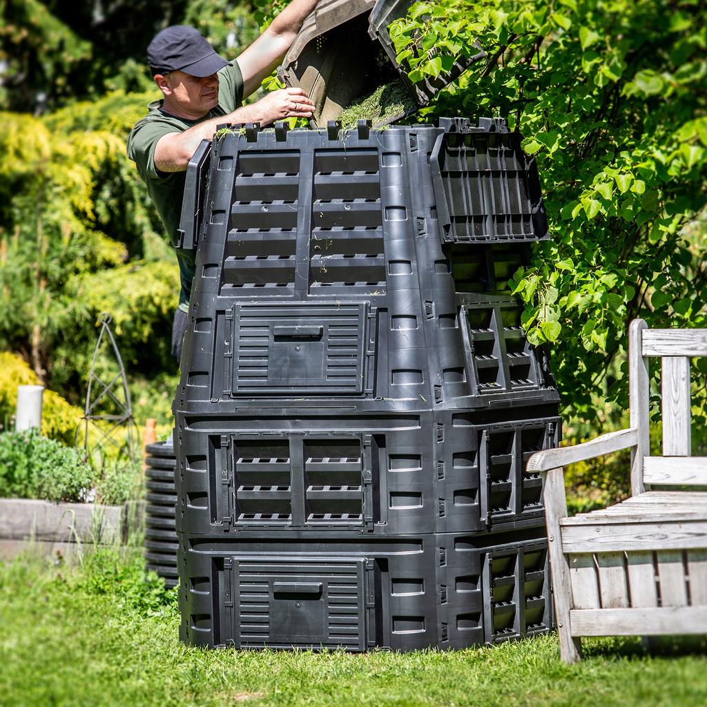 KADAX Garden Composter Modular 1000L Frost-resistant Year-Round Black