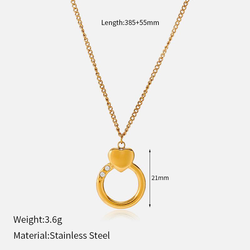 Sweet And Lovely Gold Heart Necklace Fashion Titanium Steel Collarbone Chain For Vacation Casual Wear 18K
