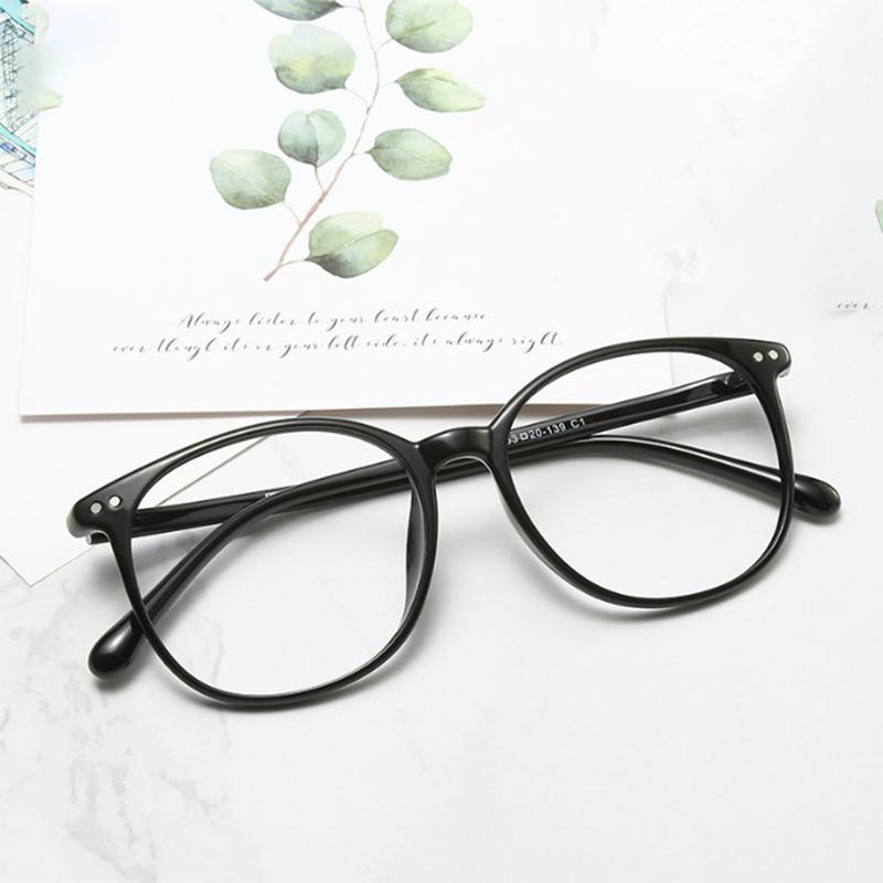 Ultraleichte TR90 Blaulichtblockierende Brille Großes Rundes Gestell für Damen Herren Myopie 0 bis -6 Sehstärken Brillen