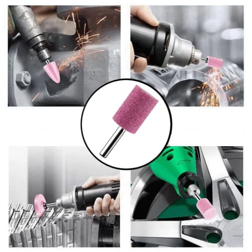 Ceramic grinding stone head with 6mm shaft, 10 pieces included, cylindrical grinding stone buff, for electric drills with diameters from 10mm to 50mm,