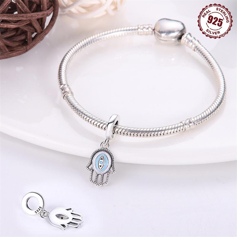 Authentic Copper Charm Bead Charms Luxury Eye of The Devil Palm Dripping Oil Bead Charms Compatible With Bracelets Diy Women Making Delicate Gift