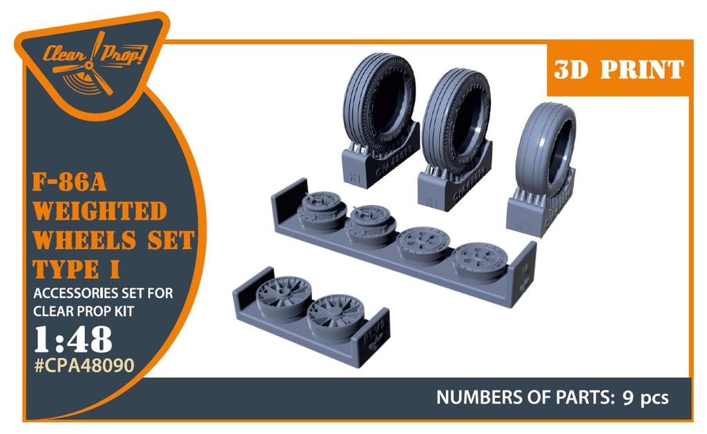 Clear North American Sabre Weight Transforming Wheel Type 1 Clear Plastic Model Parts CPUA48090 Prop! 1/48 F-86A (for Prop) (Airplane)