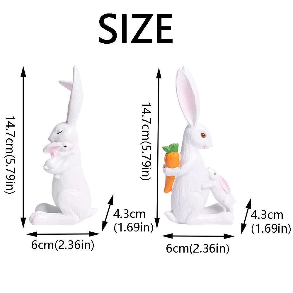 Cute Resin Rabbit Ornament Hand-Carved Easter Decoration Easter Bunny Figurine  Lifelike Rabbit