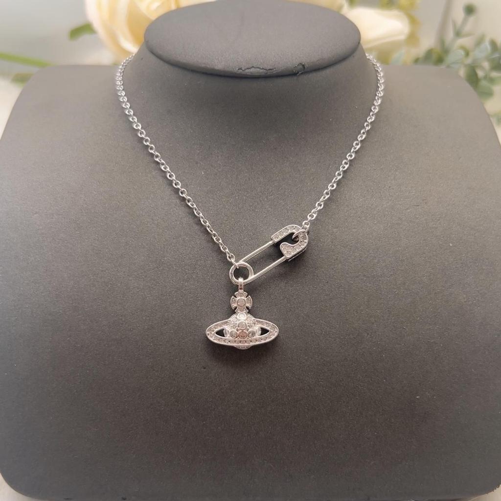 Empress Cixi Saturn Brosch Halsband - Lyxig Dam Gem Nyckelbenskedja