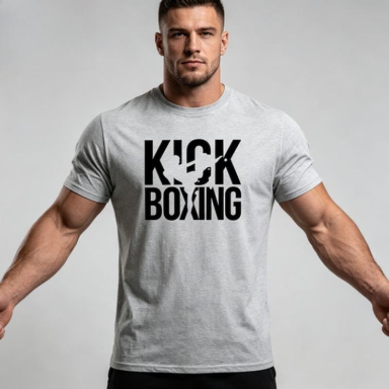 Unisex 100 Cotton T Shirt Kick Boxing Embedded Fighter Silhouette Graphic Martial Arts Training Casual Male Short Sleeve Tee Tops