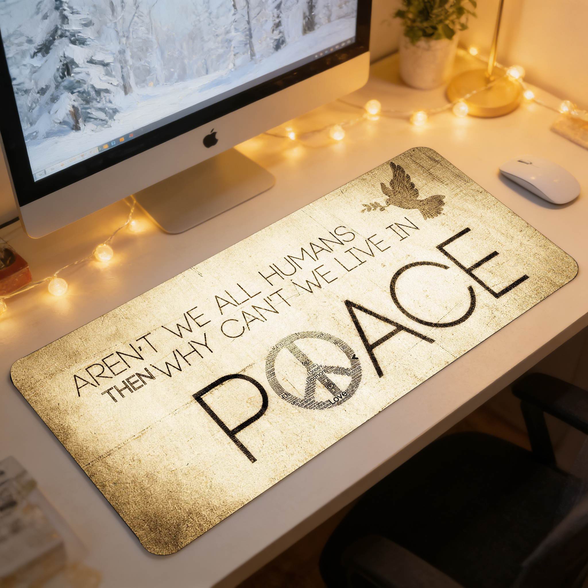 Pray for the World Peace Theme Desk Mat Personalized Office Desk Mat Peace Sign Mouse Pad 300x800x2mm