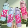 1PC Not In The Mood Pink Letter 750ml Color Plastic Sports Water Bottle Leakproof Flip Straw Lid Suitable for Sports Office Home Use