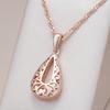 Unique Glossy Pendant Necklace For Women Fashion  Rose Gold Color Metal Flower High Quality Fine Retro Jewelry