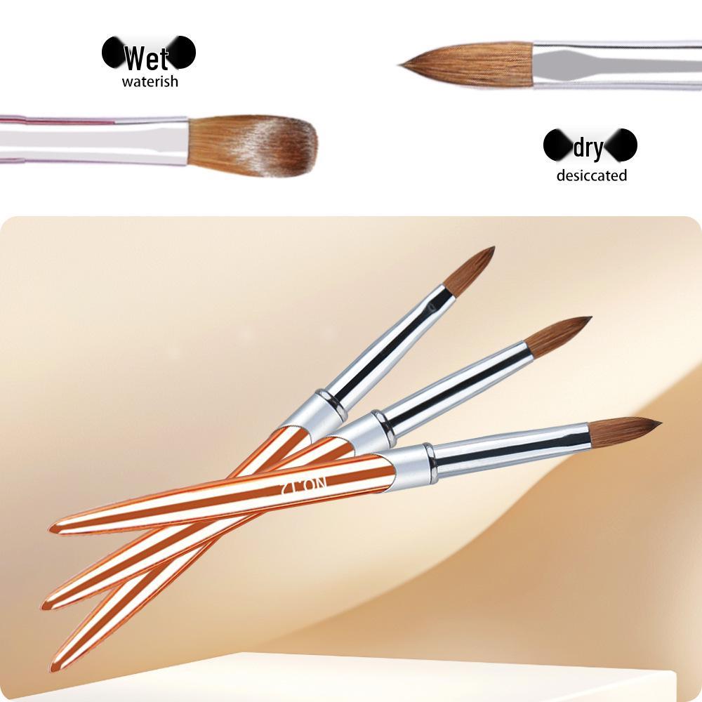 50% Mink Hair Nail Art Brush with Crystal and Metal Handle for Extensions and Carving