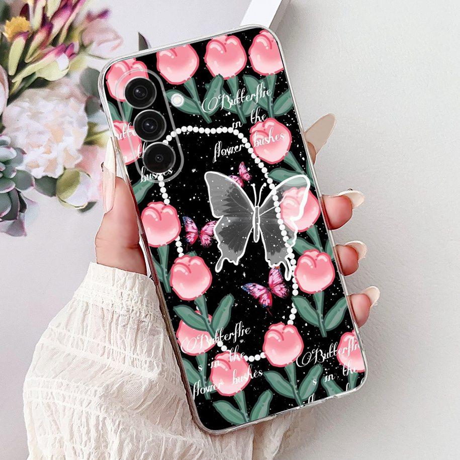 For Samsung Galaxy A56 5G Case SM-A566B Cover New Fashion Flower Butterfly Soft Silicone Phone Case For Galaxy A26 A36 5G Fundas
