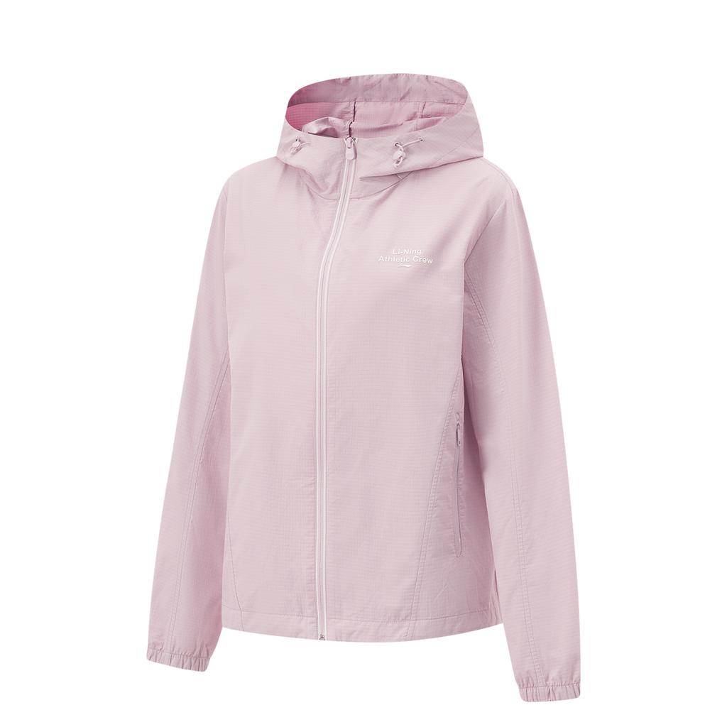 Li Ning Dopamine Hooded Zipper Windbreaker Women Outerwear Nude-Pink AFDV448-6