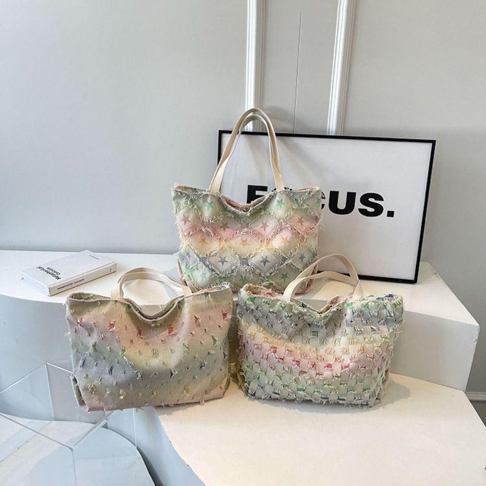 

Large Capacity Colorful Handbags Five-pointed Star Tote Bag New Women Canvas Bag