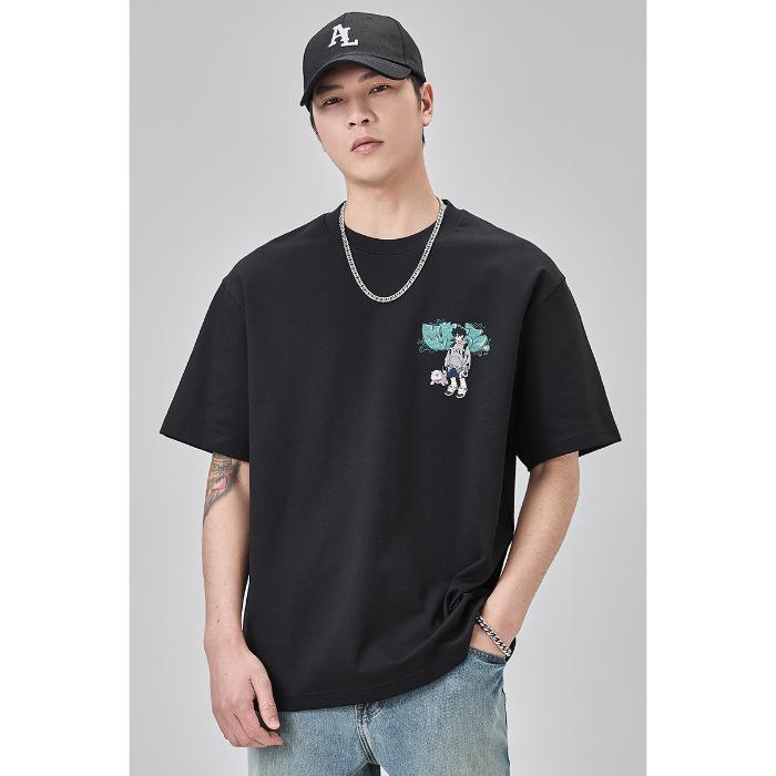 

Новая летняя футболка с коротким рукавом из американского плотного хлопка для мужчин и женщин, свободная, повседневная, парная одежда, с рукавом до локтя XXXXL